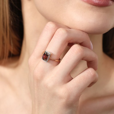Pierścionek żółte i białe złoto 585 z turmalinem 2,0 ct i... 2