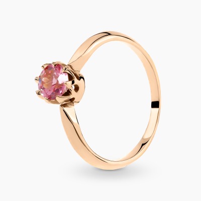 Pierścionek z różowego złota 585 z okrągłym turmalinem...