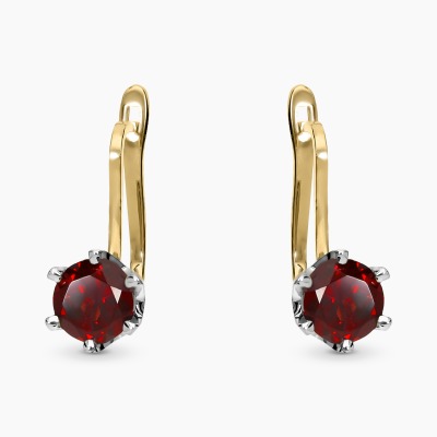 Kolczyki z żółtego i białego złota 585 z granatami 2,06 ct