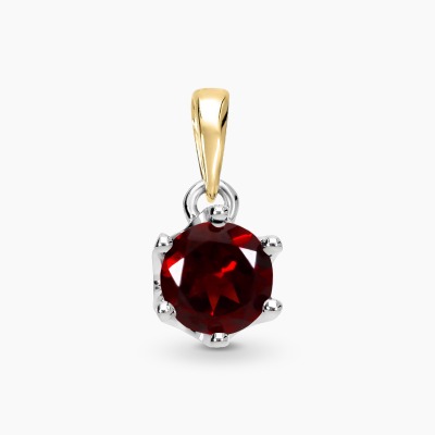 Zawieszka z żółtego i białego złota 585 z granatem 0,99 ct