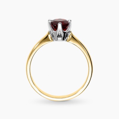 Pierścionek z żółtego i białego złota 585 z granatem 0,93... 2