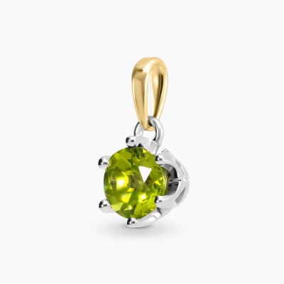 Zawieszka z żółtego i białego złota 585 z oliwinem 0,88 ct 2