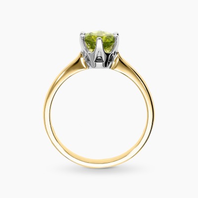 Pierścionek z żółtego i białego złota 585 z oliwinem 0,93... 2