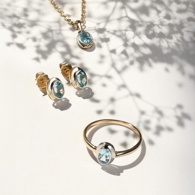 Kolczyki Portofino dwukolorowe złoto 585 z topazami 1,08 ct 2