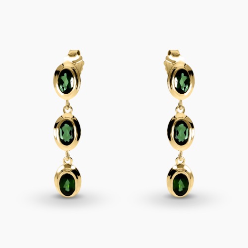 Kolczyki wiszące Portofino żółte złoto 585 z zielonymi turmalinami 2,52 ct