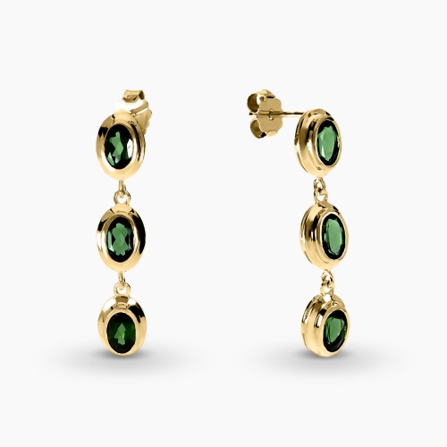 Kolczyki wiszące Portofino żółte złoto 585 z zielonymi turmalinami 2,52 ct