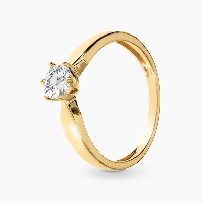 Pierścionek z żółtego złota 585 z brylantem 0,50 ct  2,42 g