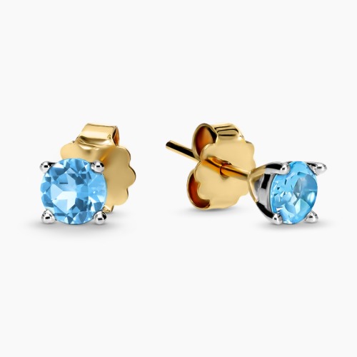 Kolczyki Sorrento dwukolorowe złoto 585 z topazami swiss 0,90 ct