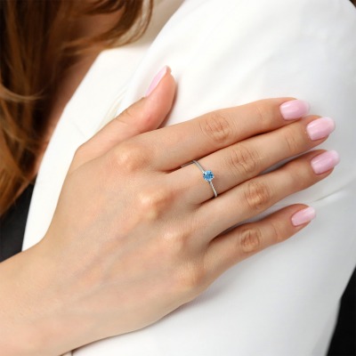 Pierścionek zaręczynowy Sorrento białe złoto 585 z... 2