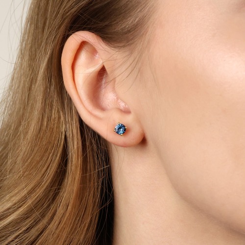 Kolczyki Sorrento żółte złoto 585 z topazami London Blue 1,20 ct