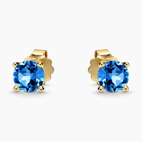 Kolczyki Sorrento żółte złoto 585 z topazami London Blue 1,20 ct