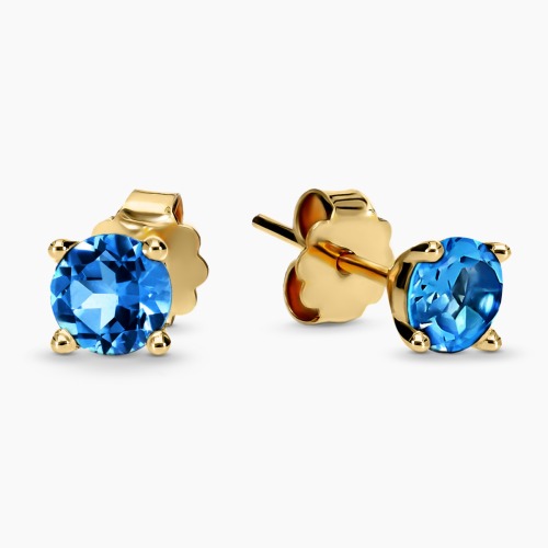 Kolczyki Sorrento żółte złoto 585 z topazami London Blue 1,20 ct