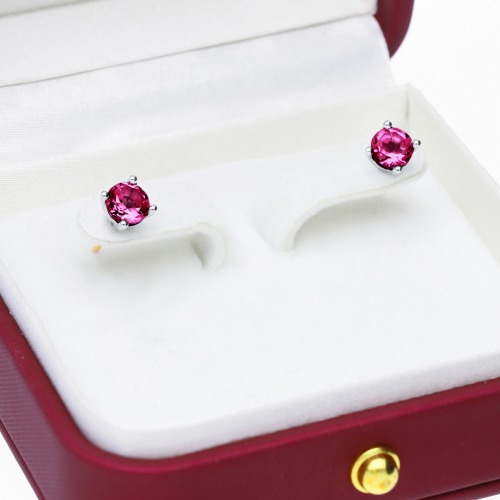 Kolczyki Sorrento dwukolorowe złoto 585 z rodolitami 1,20 ct
