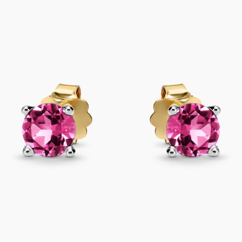 Kolczyki Sorrento dwukolorowe złoto 585 z rodolitami 1,20 ct