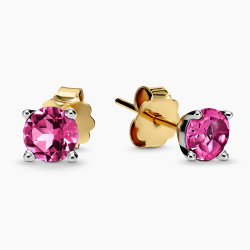 Kolczyki Sorrento dwukolorowe złoto 585 z rodolitami 1,20 ct