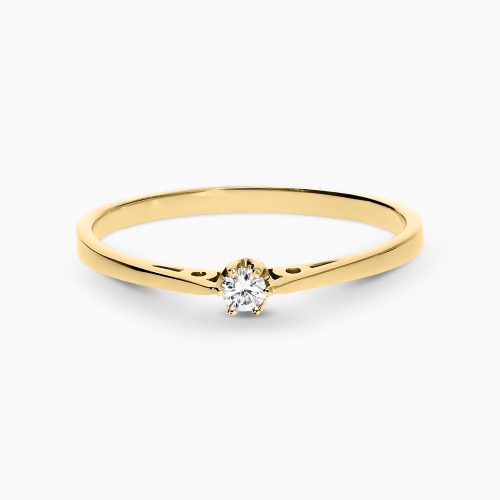 Pierścionek zaręczynowy Siena żółte złoto 585 z brylantem 0,05 ct