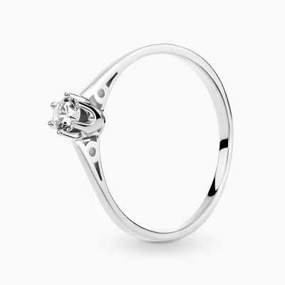 Pierścionek zaręczynowy Siena białe złoto 585 z brylantem...