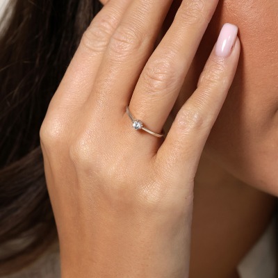 Pierścionek zaręczynowy Siena białe złoto 585 z białym... 2