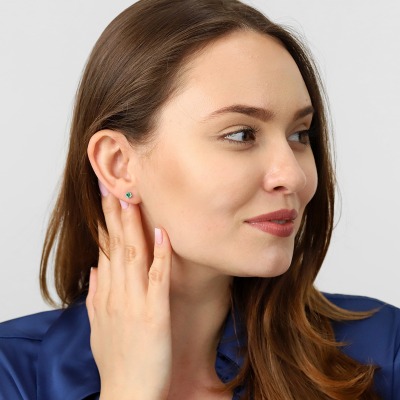 Kolczyki Sorrento żółte złoto 585 ze szmaragdami 0,50 ct 2