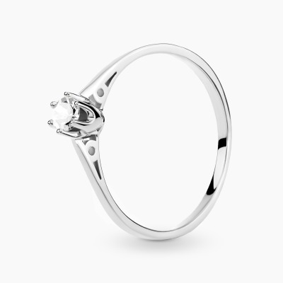 Pierścionek zaręczynowy Siena białe złoto 585 z białym...