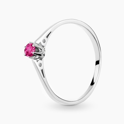 Pierścionek zaręczynowy Siena białe złoto 585 z różowym...