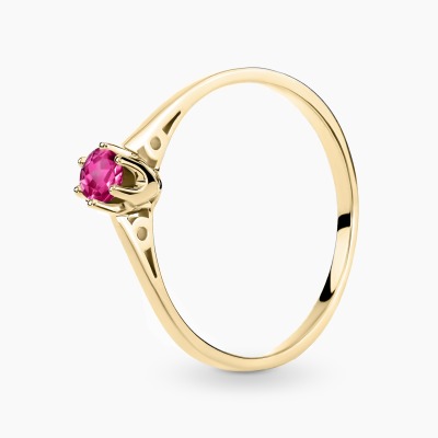 Pierścionek zaręczynowy Siena żółte złoto 585 z różowym...