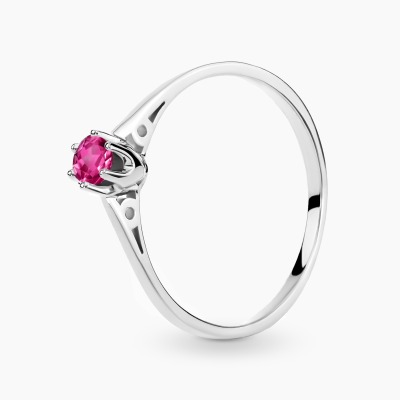 Pierścionek zaręczynowy Siena białe złoto 585 z różowym...