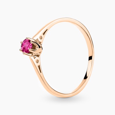 Pierścionek zaręczynowy Siena różowe złoto 585 z różowym...