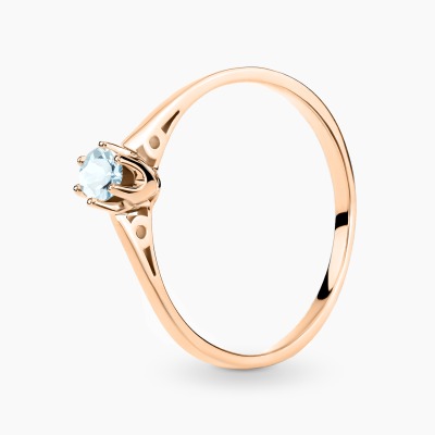 Pierścionek zaręczynowy Siena różowe złoto 585 topaz sky...