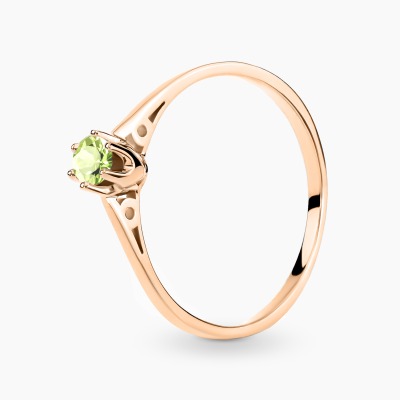 Pierścionek zaręczynowy Siena różowe złoto 585 z oliwinem...