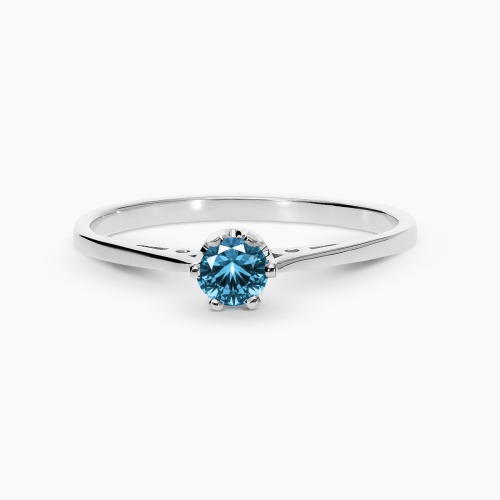 Pierścionek zaręczynowy Siena białe złoto 585 z topazem London blue 0,20 ct