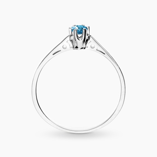 Pierścionek zaręczynowy Siena białe złoto 585 z topazem London blue 0,20 ct