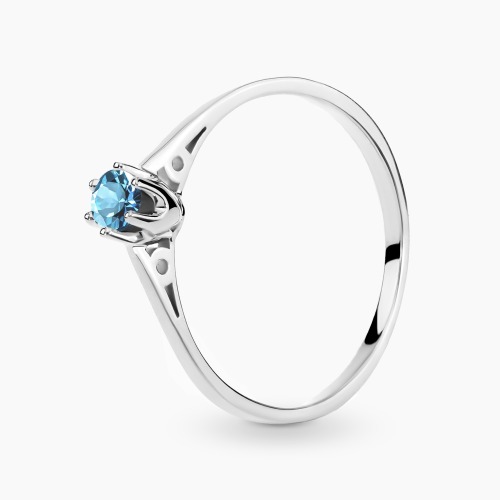 Pierścionek zaręczynowy Siena białe złoto 585 z topazem London blue 0,20 ct