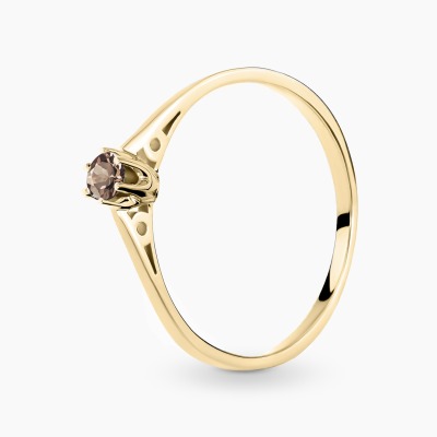 Pierścionek zaręczynowy Siena żółte złoto 585 z kwarcem...