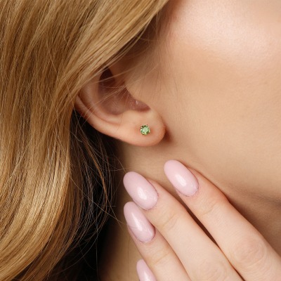 Kolczyki Sorrento żółte złoto 585 z oliwinami 0,60 ct 2