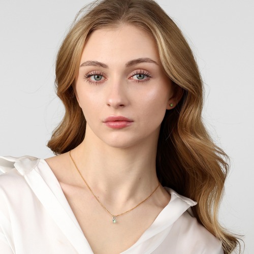 Kolczyki Sorrento dwukolorowe złoto 585 z oliwinami 0,60 ct