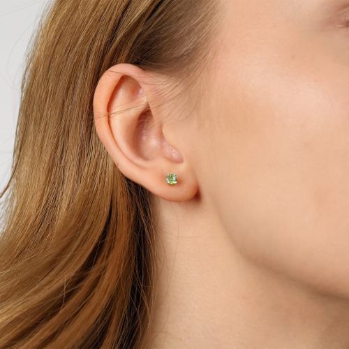 Kolczyki Sorrento dwukolorowe złoto 585 z oliwinami 0,60 ct