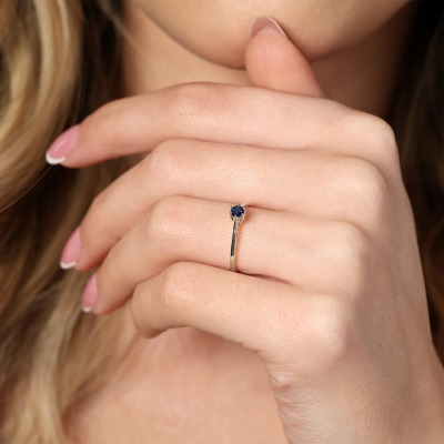 Pierścionek zaręczynowy Siena białe złoto 585 z szafirem... 2