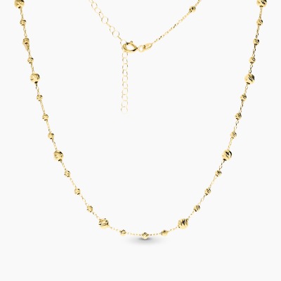 Naszyjnik żółte złoto 585 z diamentowanymi kulkami w...