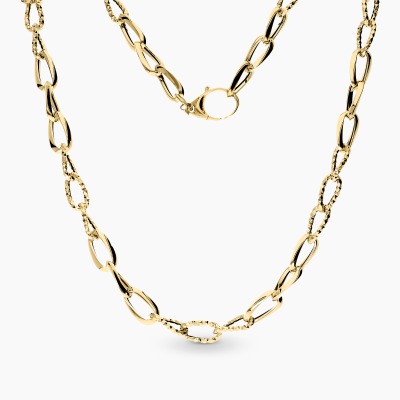 Naszyjnik z żółtego złota 585 gładkie i diamentowane...