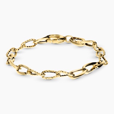 Bransoleta z żółtego złota 585 gładkie i diamentowane...