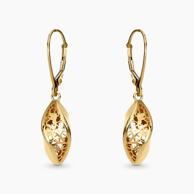 Kolczyki wiszące z żółtego złota 585 ażurowe