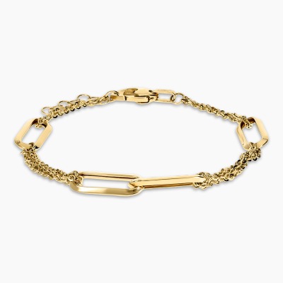 Bransoletka z żółtego złota 585 podwójny łańcuszek dł. 19 cm