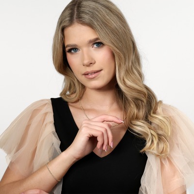 Bransoletka z diamentowanych kuleczek z żółtego złota 585... 2