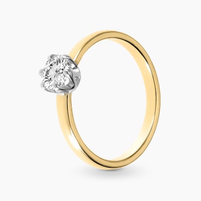 Pierścionek zaręczynowy z dwukolorowego złota 585 z...