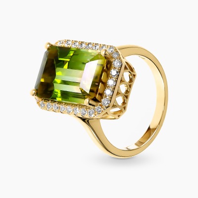 Pierścionek złoty 585 z okazałym turmalinem 11,98  ct i...