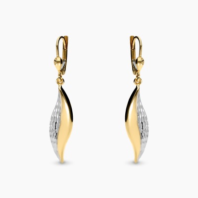 Kolczyki wiszące z żółtego i białego złota 585 listki