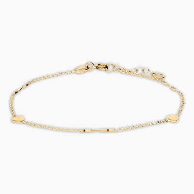 Bransoletka z żółtego złota 585 z blaszkami i serduszkami...