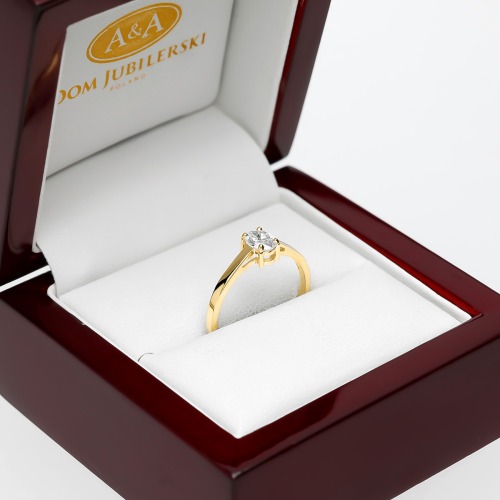 Pierścionek zaręczynowy Livorno żółte złoto 585 z diamentem 0,40 ct