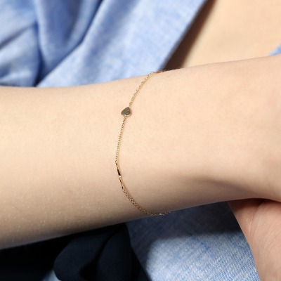 Bransoletka z żółtego złota 585 z blaszkami i serduszkami... 2